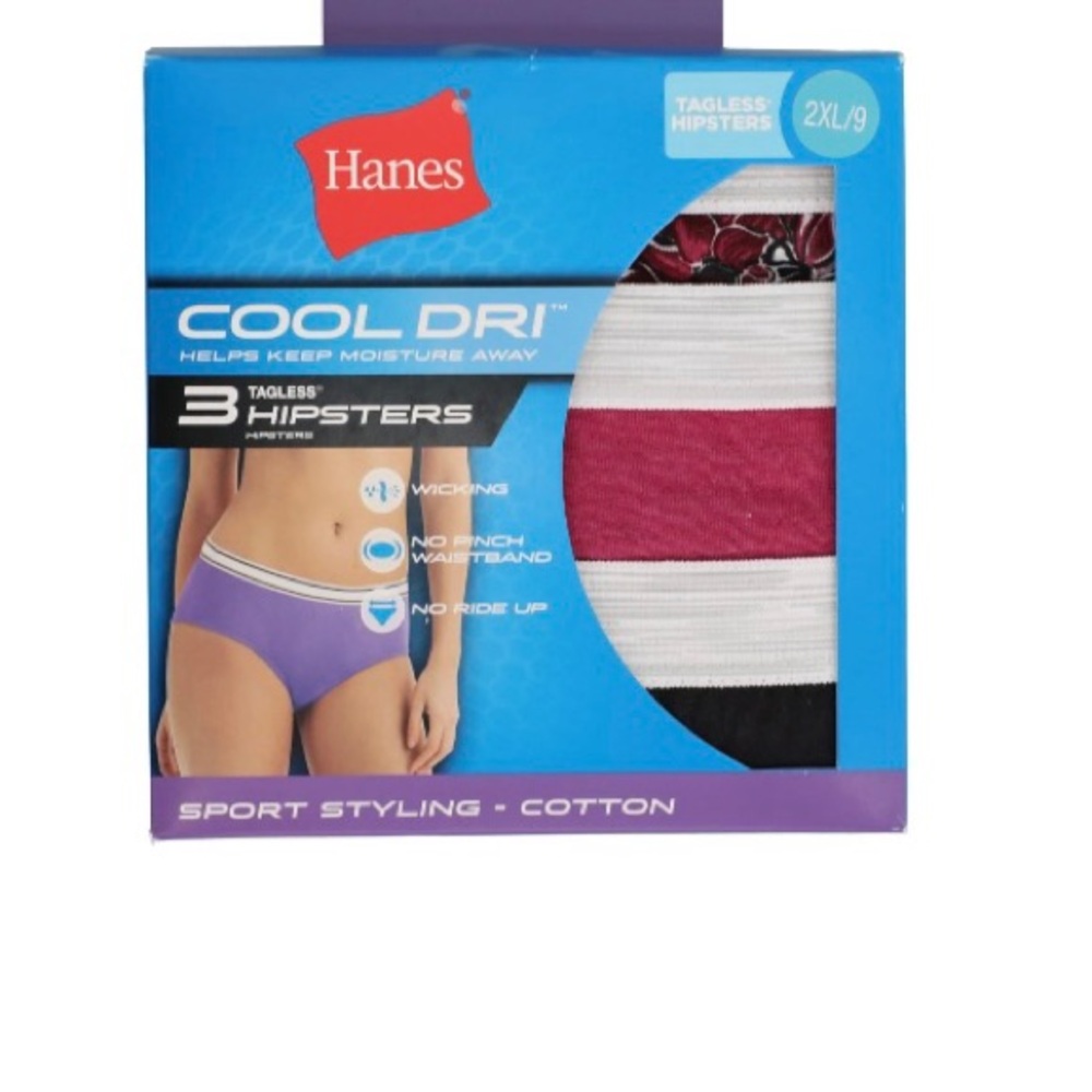 Hanes Cool Dri Cotton Women's Hipster
Underwear 3 pack IN VARIOUS SIZES